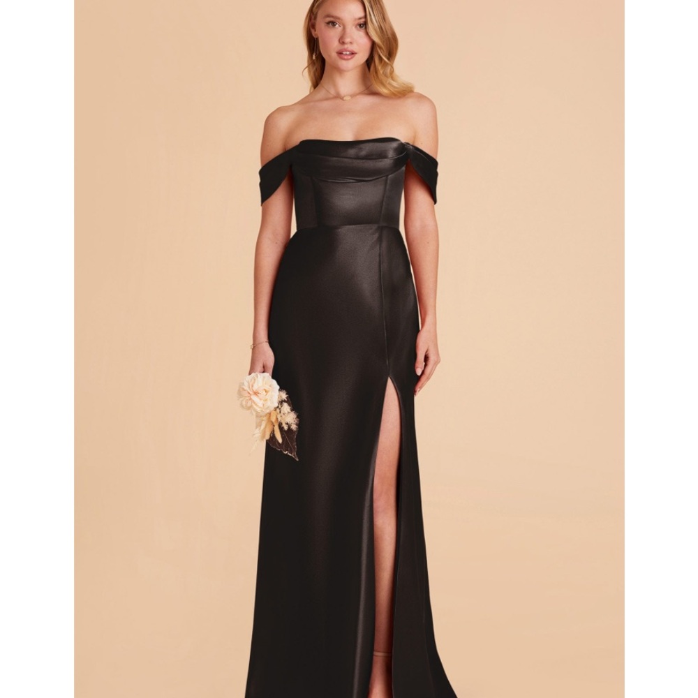 Birdy Grey Mia Black Shiny Satin Gown